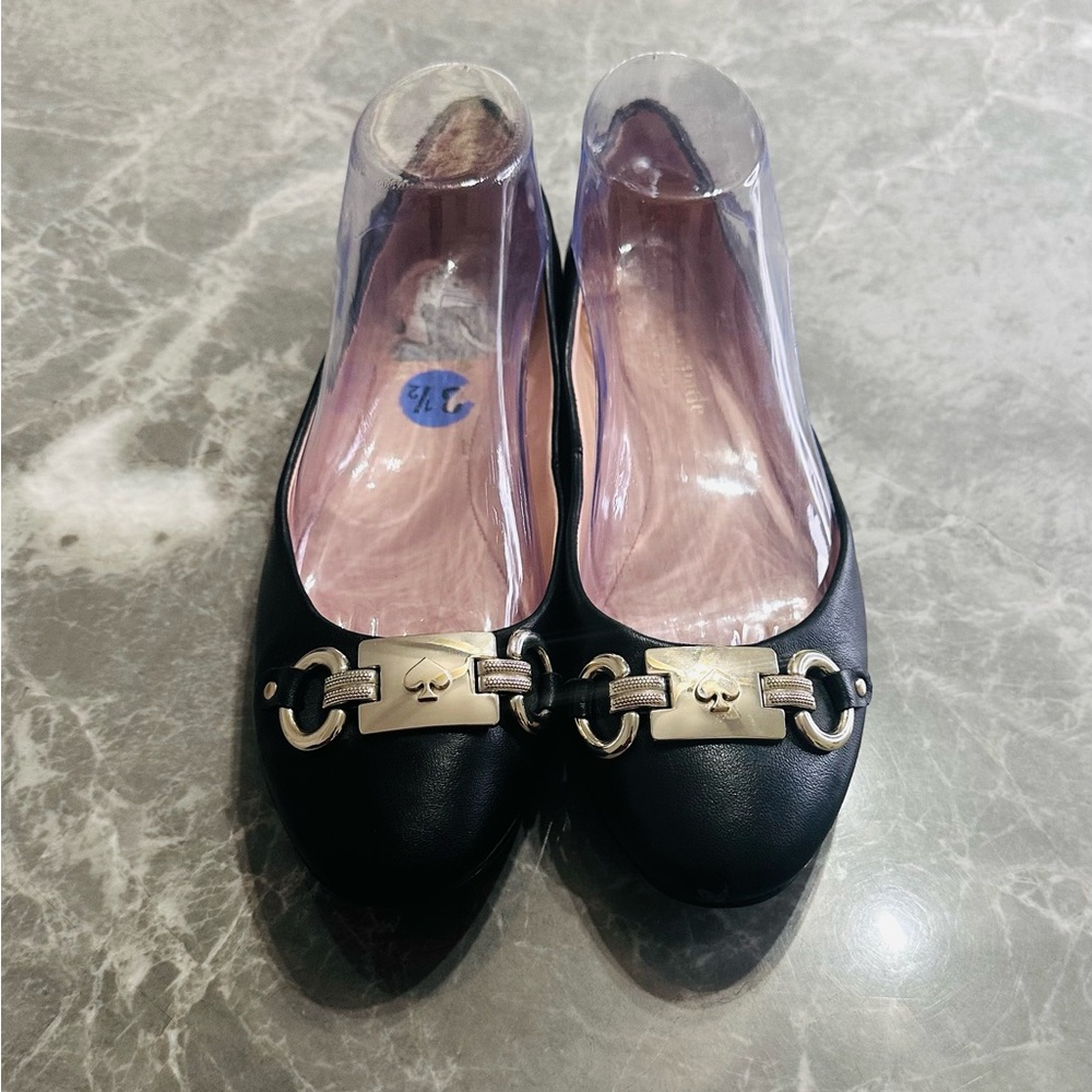 Kate Spade Women' Payton Ballerinas BlK Metal Logo Casual Soft SZ 8.5 Good Tread